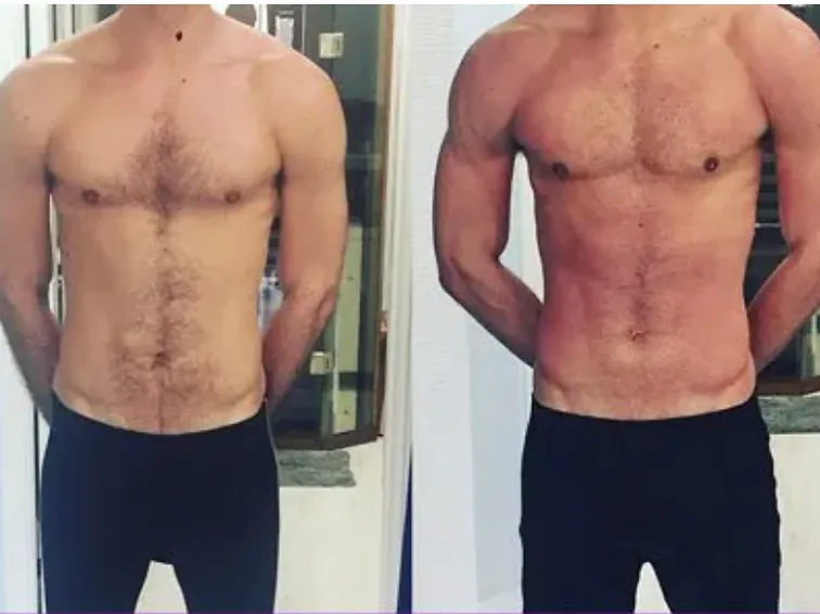 Bert voor en na zijn EMS-training bij FastFit Mechelen