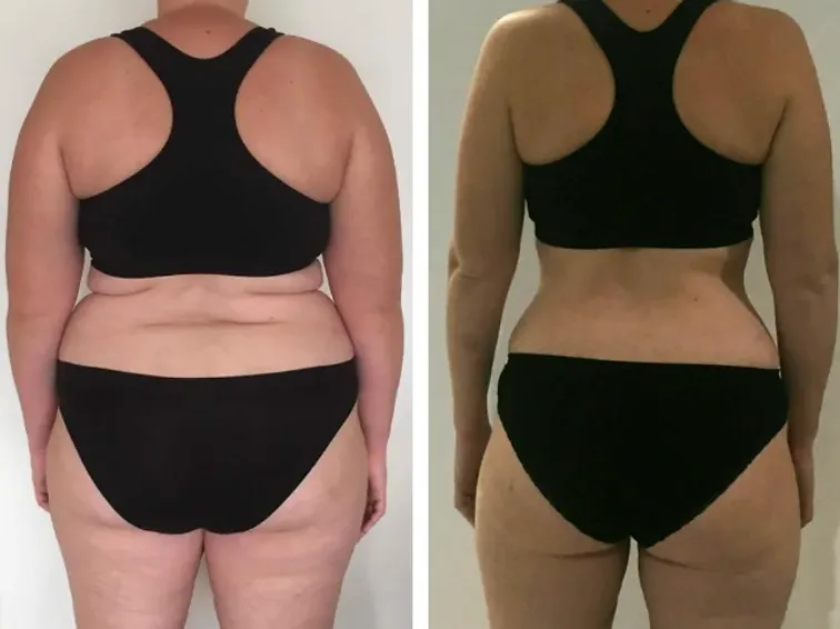 Katrien voor en na haar begeleiding bij FastFit Mechelen